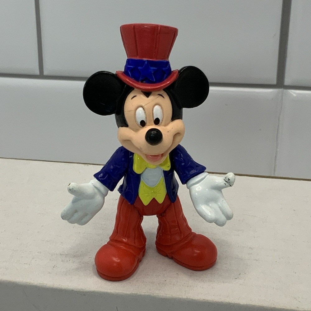 Vintage Disney Mickey Mouse Posable Movable Ringmaster Patriotic Epcot Figure